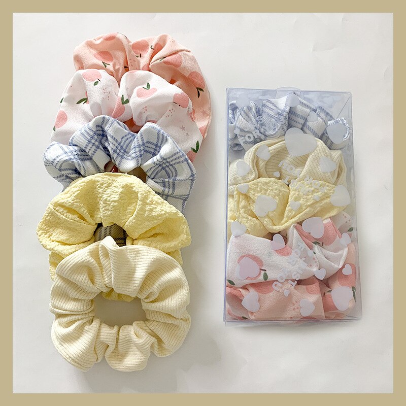 5PCS/Set Plaid Scrunchies Elastic Rubber Hair Tie Bands Women Headband Girl Hairband Female Hair Accessories Ponytail Holders: 13