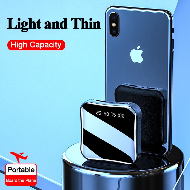 Mini Portable 12000mAh Power Bank Ultra Light Fast Charger LCD Digital Display Dual USB Travel Power Bank External Battery Pack