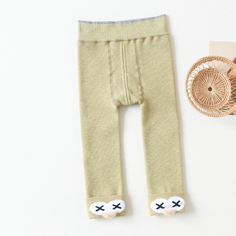 0 a 2 Anni di Autunno di Inverno Del Bambino Della Ragazza Delle Ghette Fodera In Pile di Spessore Leggings Caldo Per I Più Piccoli A Doppio Ago Neonati Del Bambino pantaloni: green / 12 to 24M