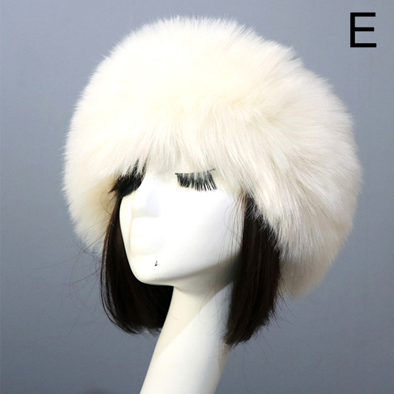 Kobiety futrzane czapki grube futrzane ciepłe sztuczne futro z lisa kapelusz jesień zima rosyjski gruby Bomber odkryty Earwarmer Ski pusty cylinder czapki: E