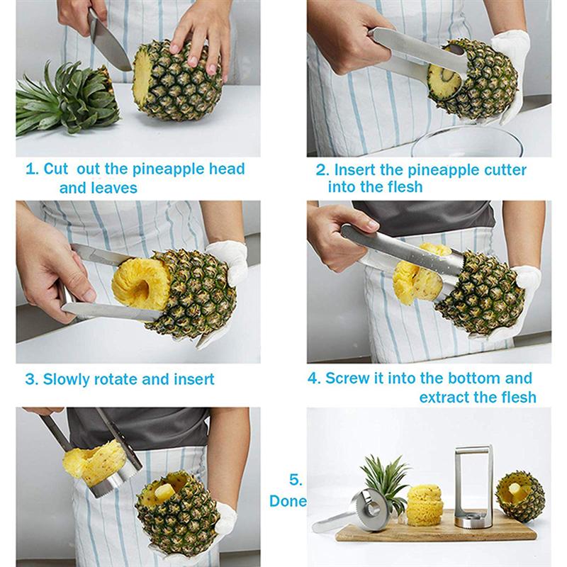 Extractor de piña en forma de corazón, herramienta de cocina sencilla, cortador de frutas de acero inoxidable, pelador de piña para tienda y hogar, 1 unidad