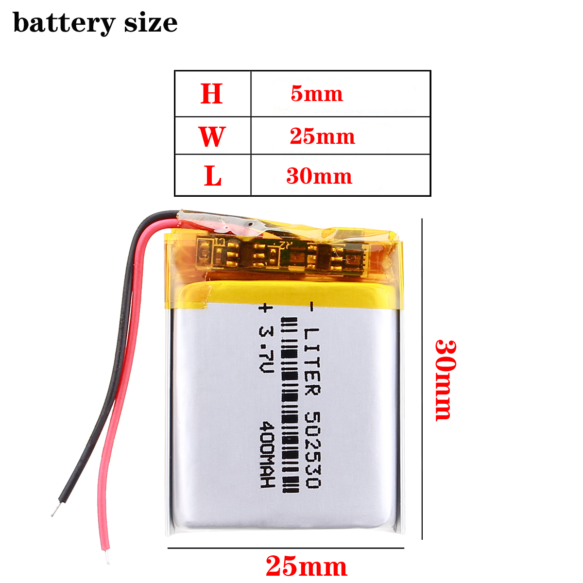3.7V 502530 400 mah lithium-ion polymer battery goods of CE FCC ROHS certification authority