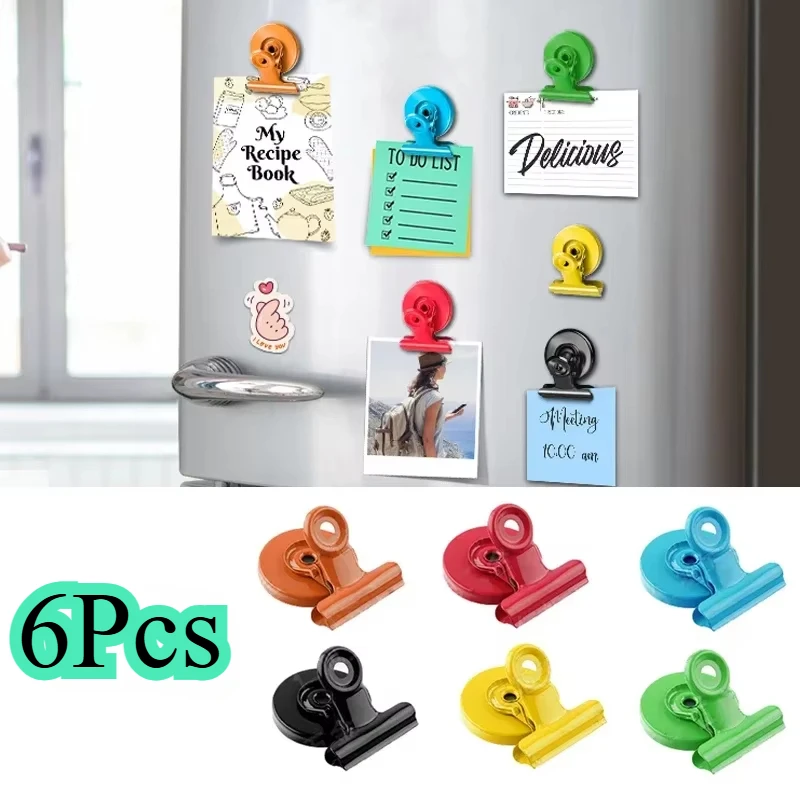 Imanes para nevera, Clips magnéticos de alta resistencia, sujetadores de papel para exhibición de lista detallada en el hogar, la oficina y la enseñanza, 6 uds.