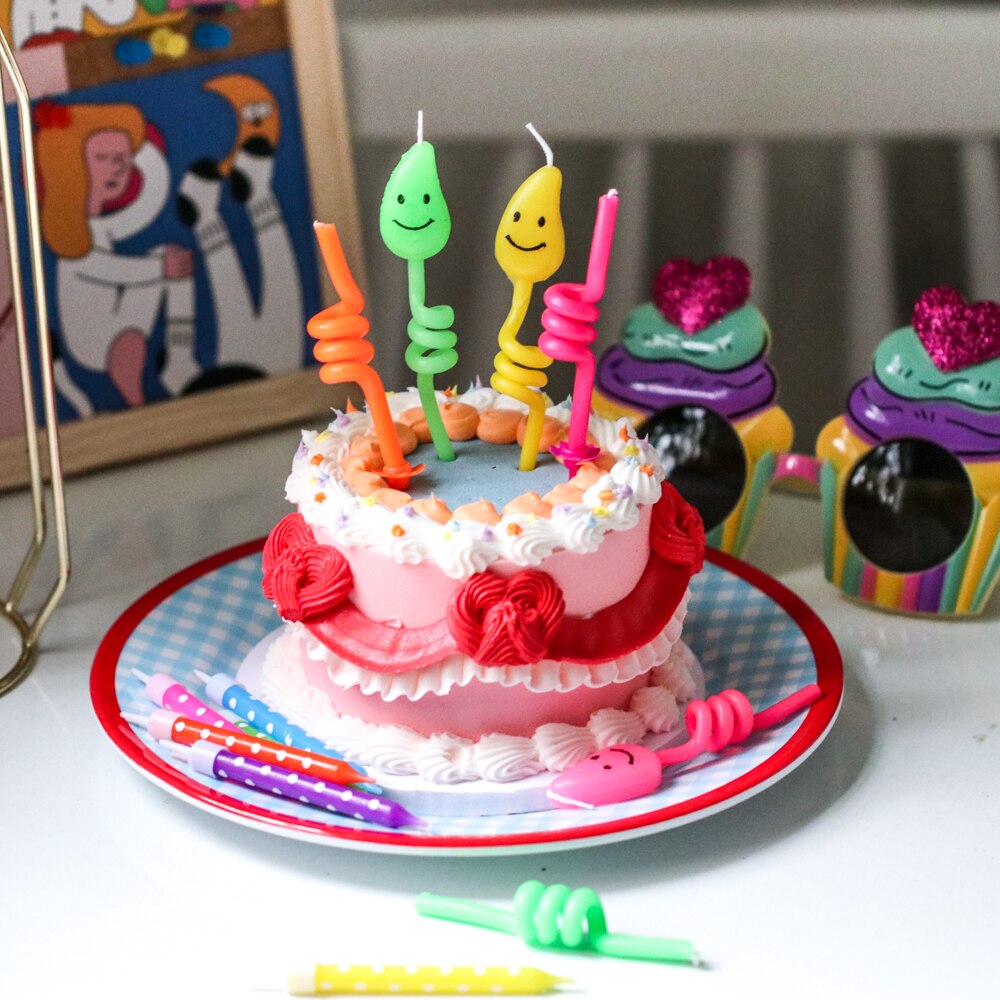 Small Apple Cherry Watermelon Pineapple Fruit Candle Set Cake Topper Wedding Children's Birthday Party Baking Dessert Table