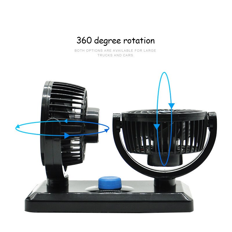 Mini bil blæser køler universal luft usb 12v/24v ventilator køling dobbelt hoved 360 grader justerbar automatisk lav støj stærk vind