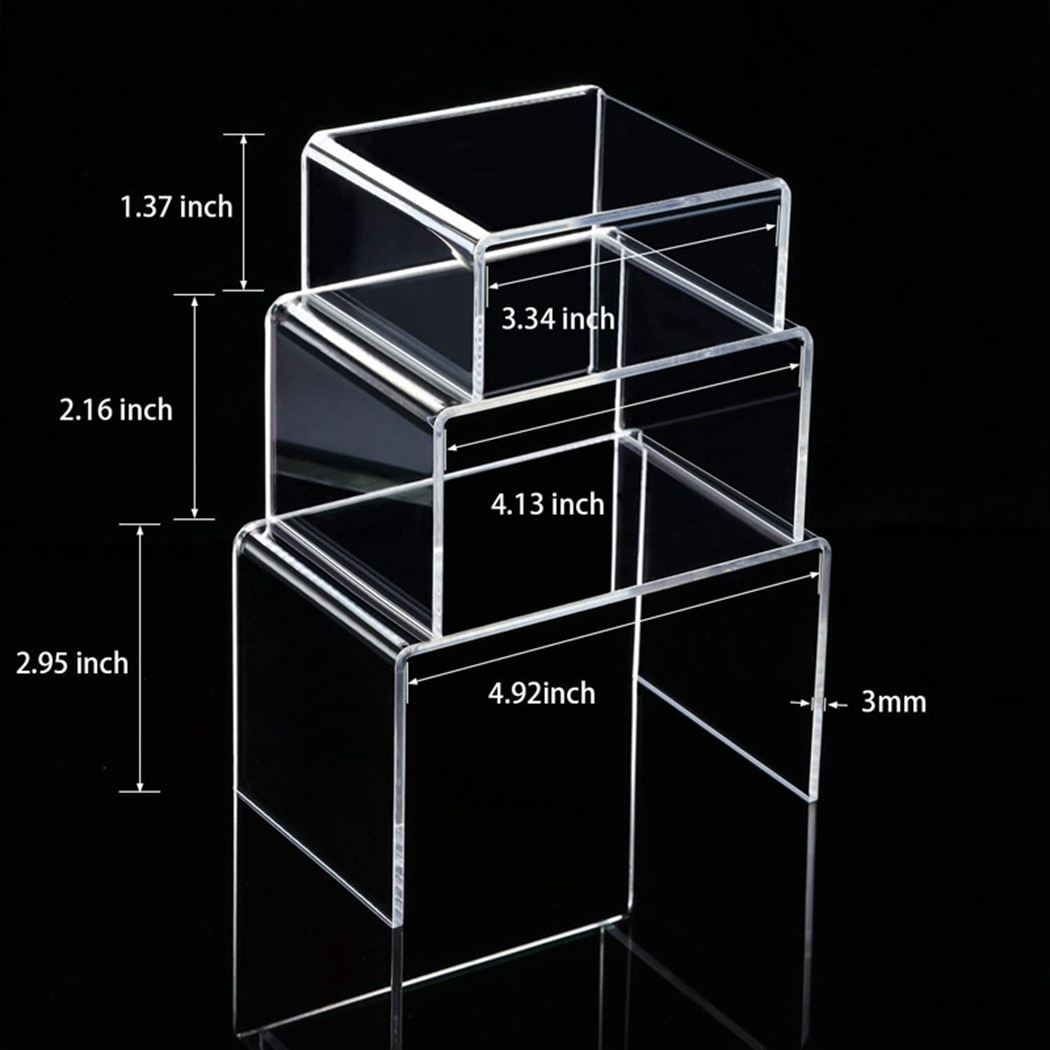 3Pcs Acryl Riser Set Clear Display Risers Sieraden Display Risers Plank Showcase Sieraden Display Stand Opslag Accessoires