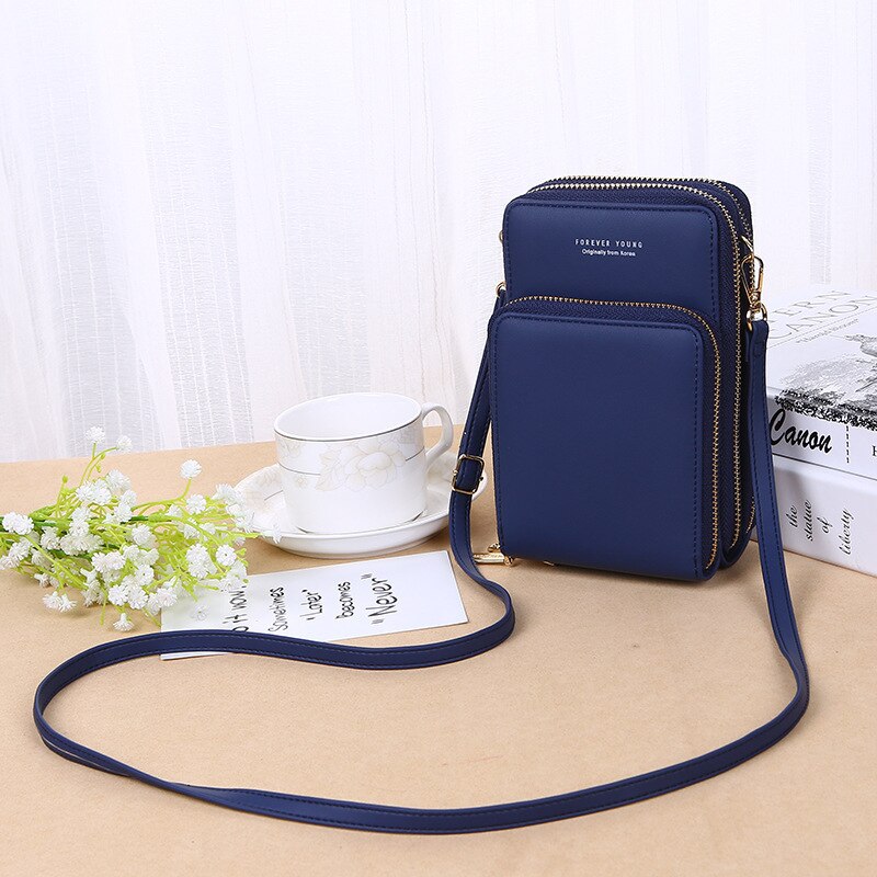 Women Wallet Crossbody Cell Phone Shoulder Bag Daily Use Card Holder Mini Summer Shoulder Bag: Blauw
