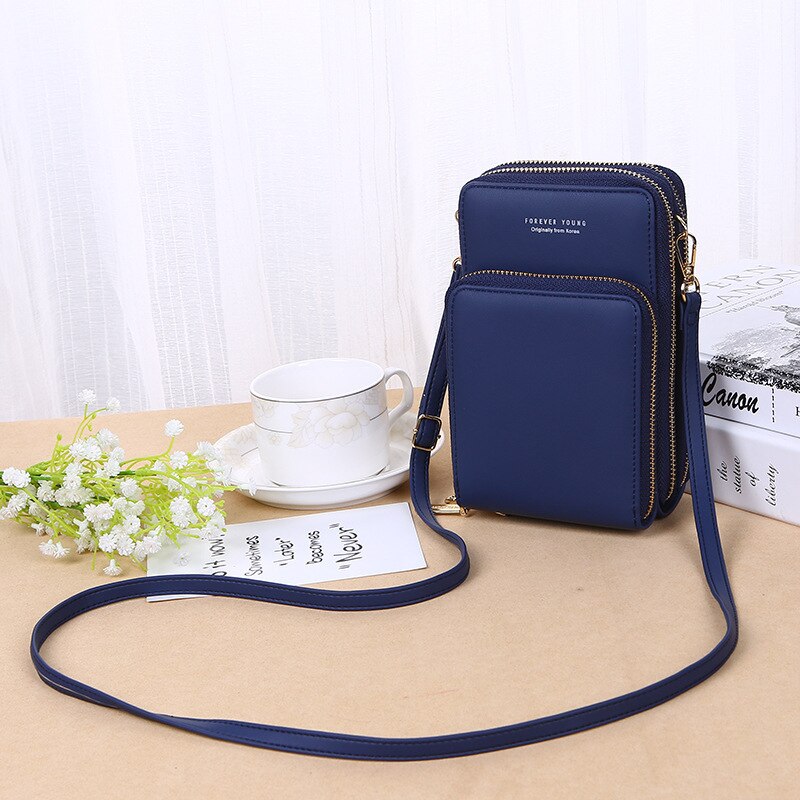 Women Wallet Crossbody Cell Phone Shoulder Bag Daily Use Card Holder Mini Summer Shoulder Bag: Blue