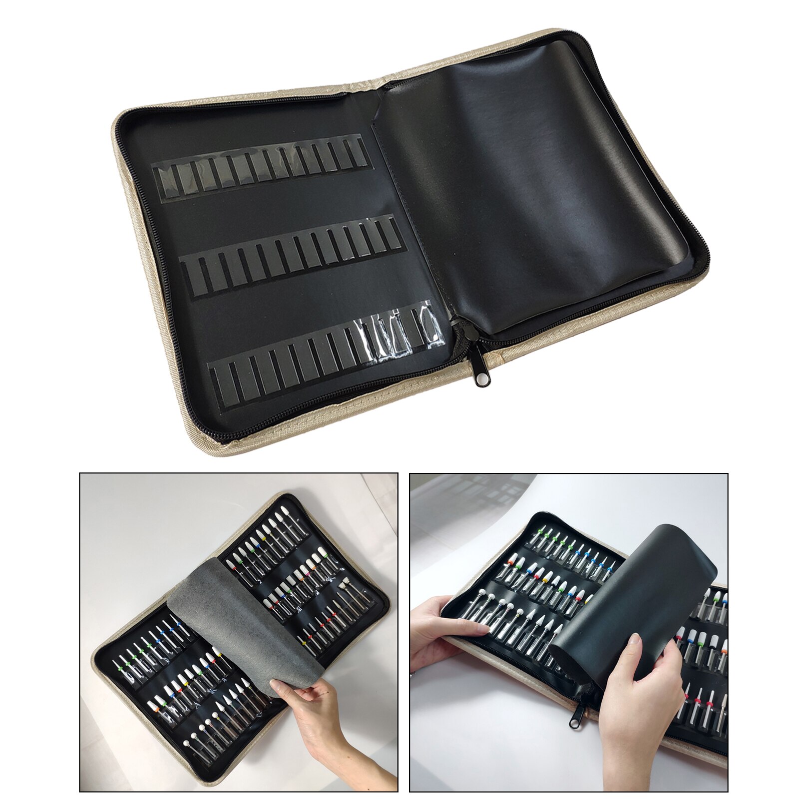 Folding Nail Art Drill Bits Container Storage Case Compact