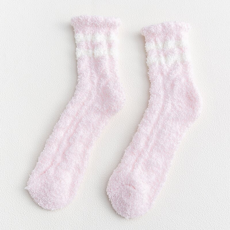 One Pair Arrivals Twist Coral Fleece Socks Female Kawaii Tube socks Autumn Winter Cute Warm Fluffy Sleeping Floor Socks: G