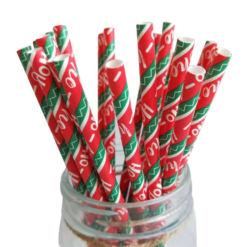 50/25Pcs Kerst Papier Rietjes Wegwerp Sneeuwvlok Rietje Vrolijk Kerstfeest Decor Voor Thuis 2022 Jaar Party levert: 03 / 2 bag (50pcs)