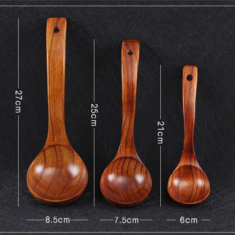 Natural Solid Wood Spoon Kitchen Soup Serving Wooden Long Handle Tableware Wood Utensilios de Cocina Cooking Kitchen Tool