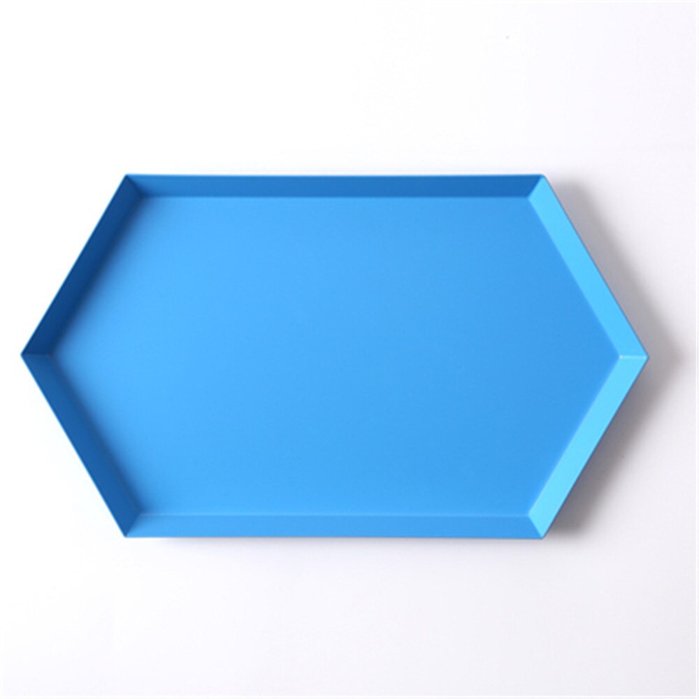 Colorful Metal Storage Trays Chic Geometric Combo Organizer Plate Desktop Decor Jewelry Display Trays Tea Set Dessert Plates: Blue L