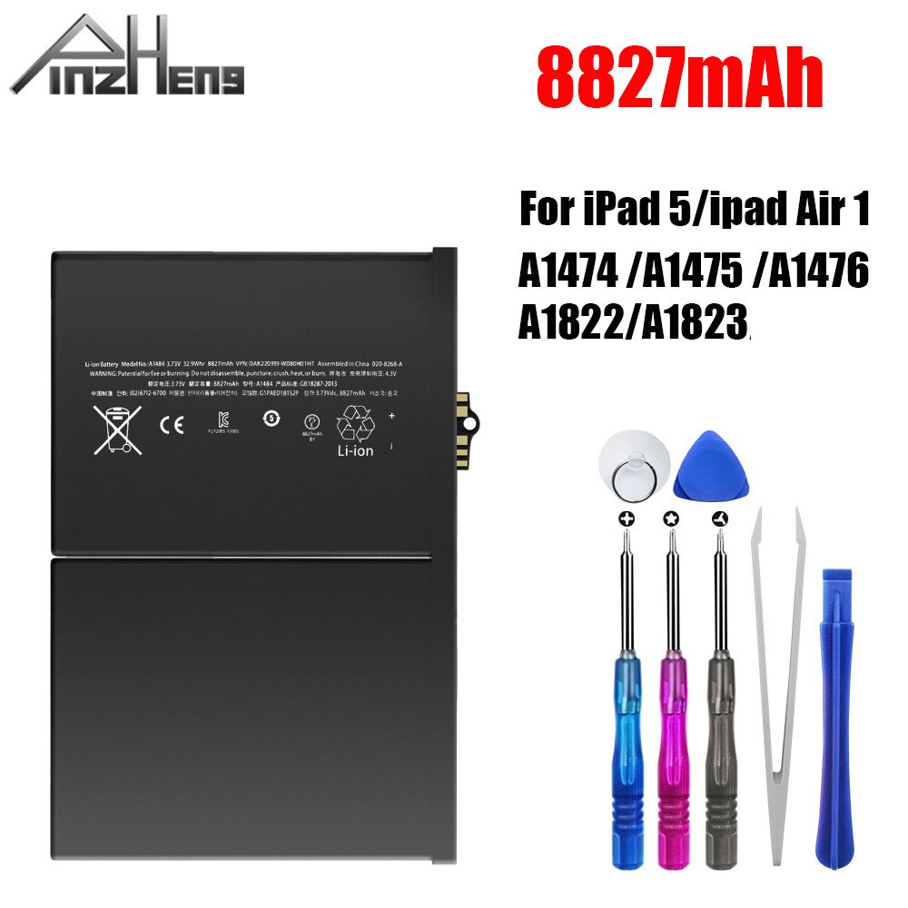 PINZHENG Tablet Battery For iPad 5 Air 1 A1474 A1475 For iPad 6 Air 2 A1893 A1566 A1567 1 Mini 2 3 4 5 Pro 9.7 10.5 12.9 Battery: For iPad 5 Air 1