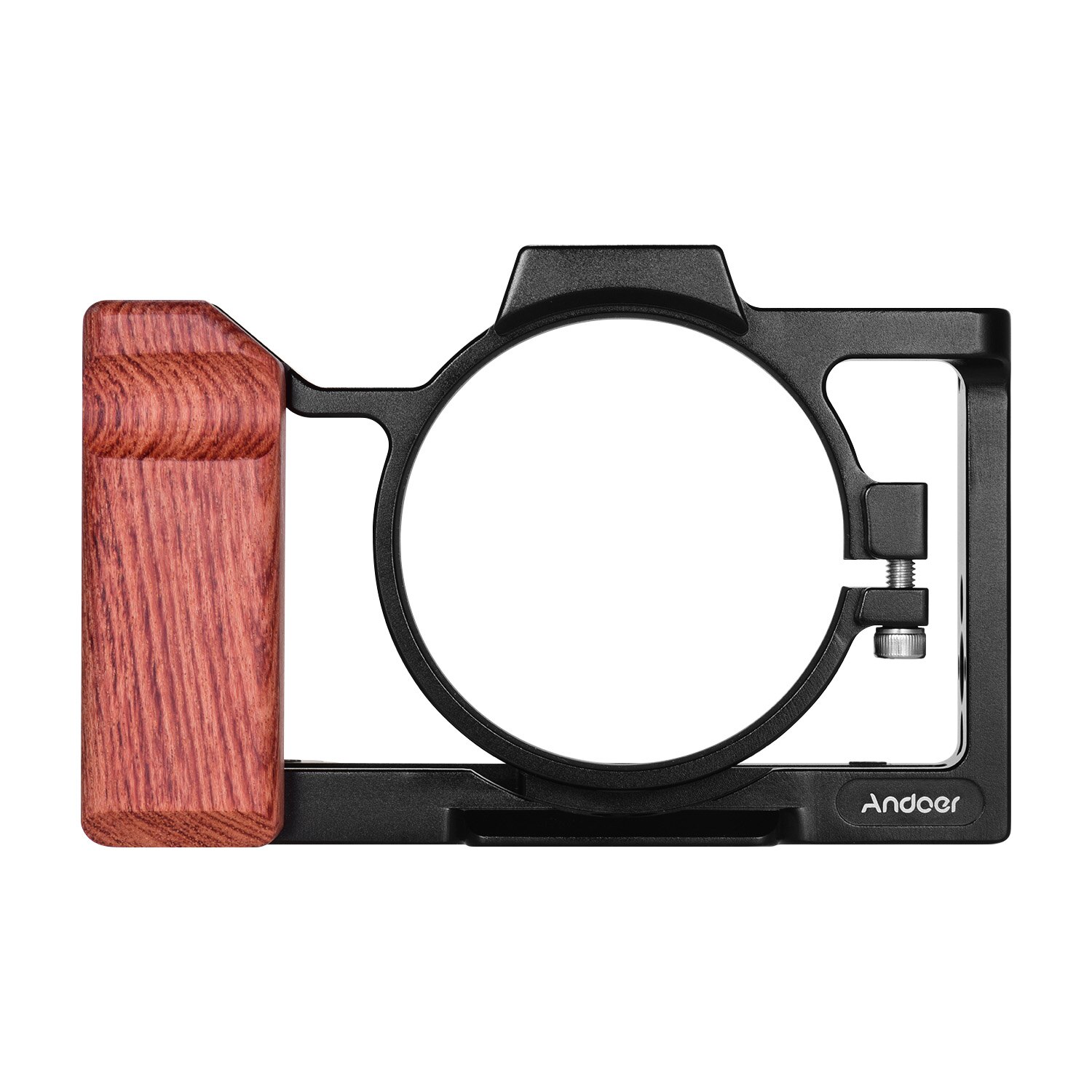 Andoer Camera Cage Compatible with Sony ZV1 Camera with Wooden Handle Grip Cold Shoe for Mounting Microphone LED Light