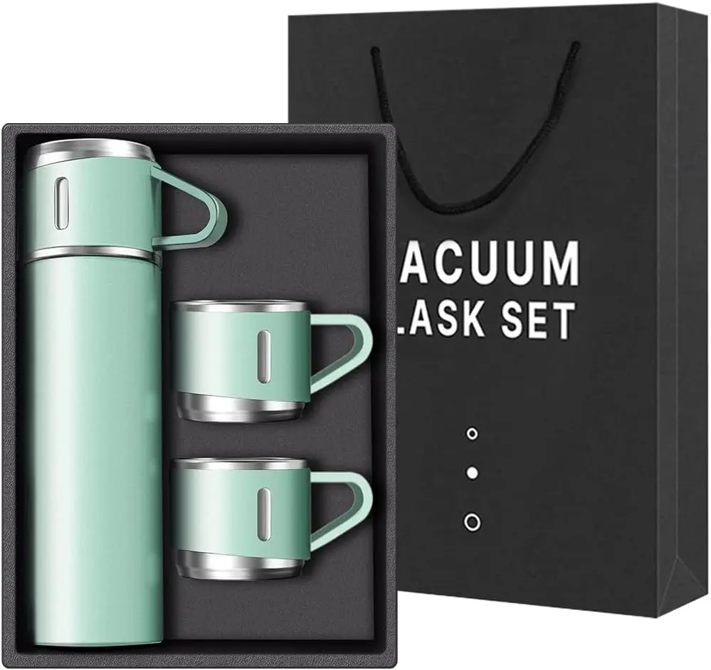 Coffee Thermos Stainless Steel Vacuum-Insulated Water Bottle Insulated Bottle with Cup for & Cold Drink Outdoor Travel Mug: green
