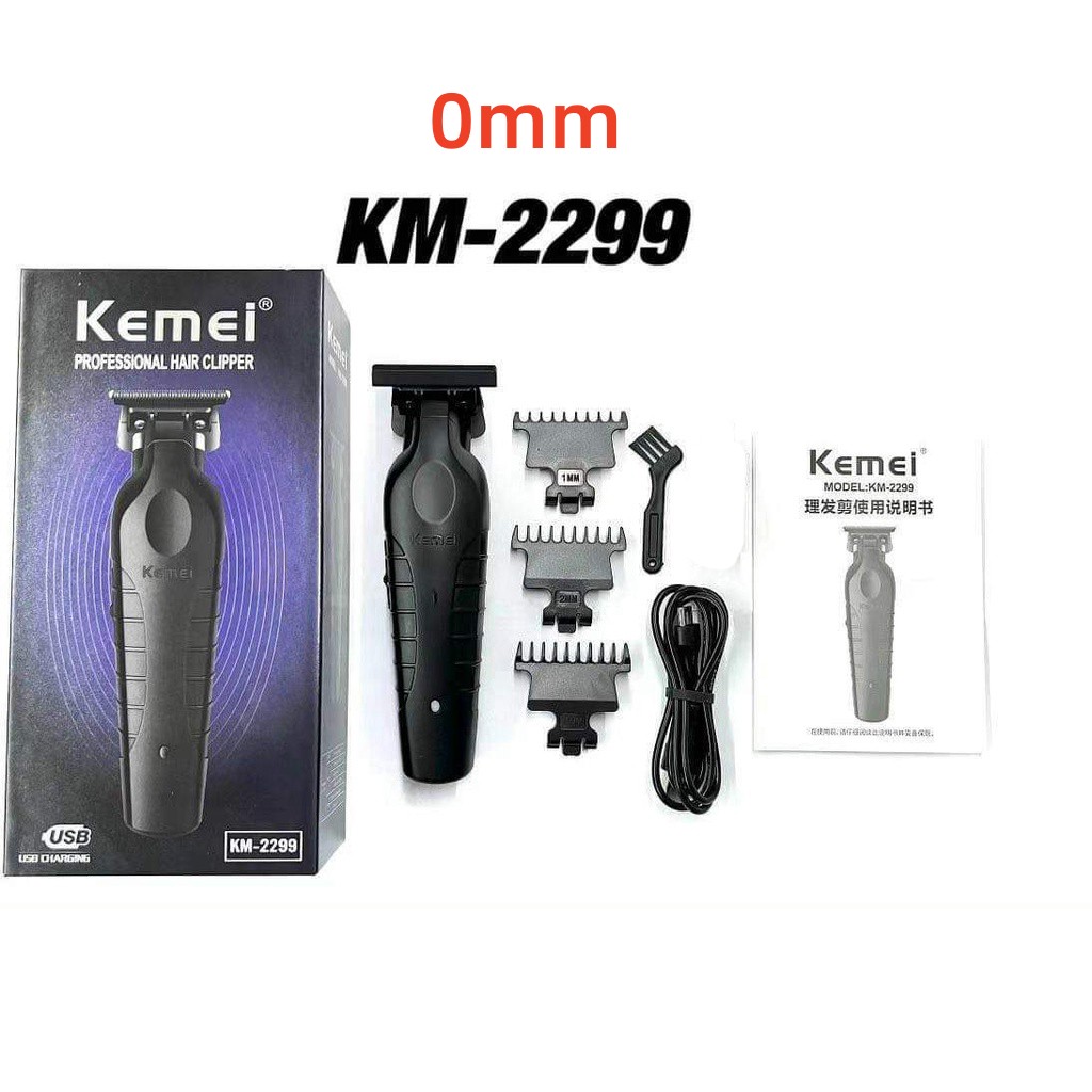 Kemei 2299 tondeuse à cheveux sans fil pour coiffeur Machine professionnelle pour couper les cheveux avec finition électrique 0mm: Black