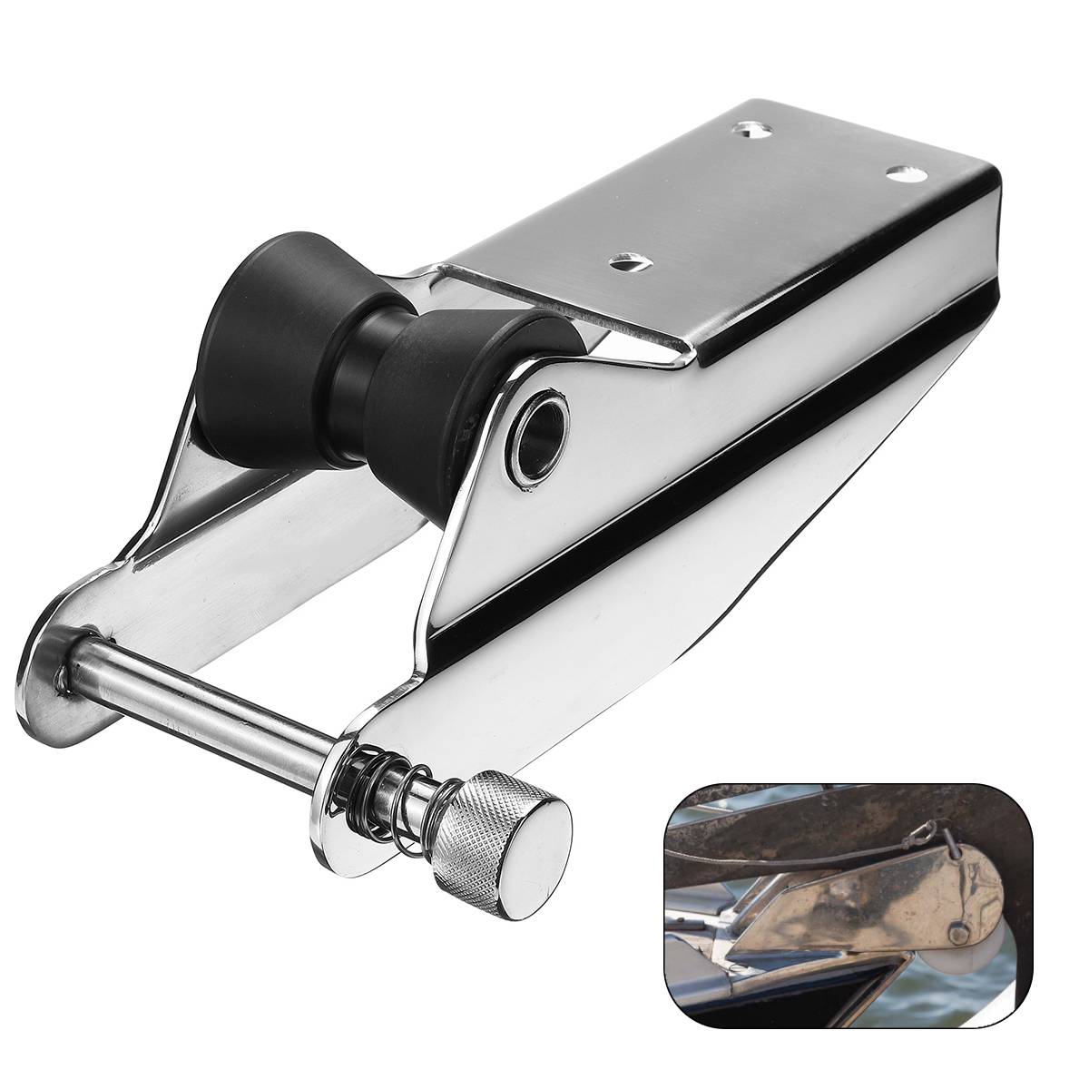 316 Stainless Steel Heavy Bow Anchor Roller For Fixed Marine Boat Docking Black Nylon Roller Spring Loaded Pin Prevent