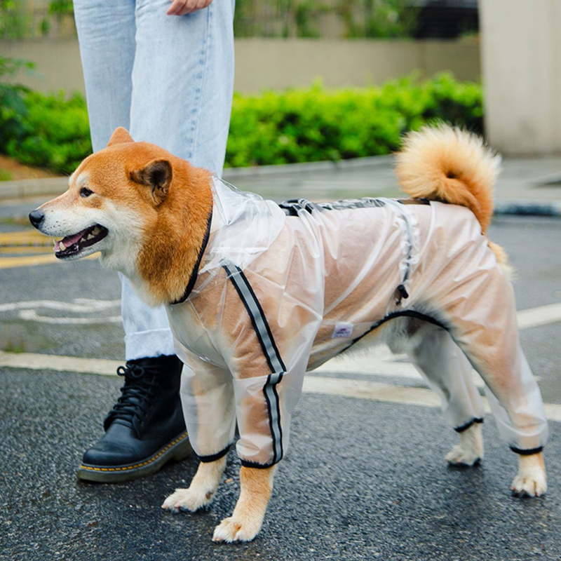 Waterproof Dog Raincoat With Hood Transparent Pet Cat Puppy Rain Coat Pet Jacket Clothes For Small Medium Large Dog Pet Supplies