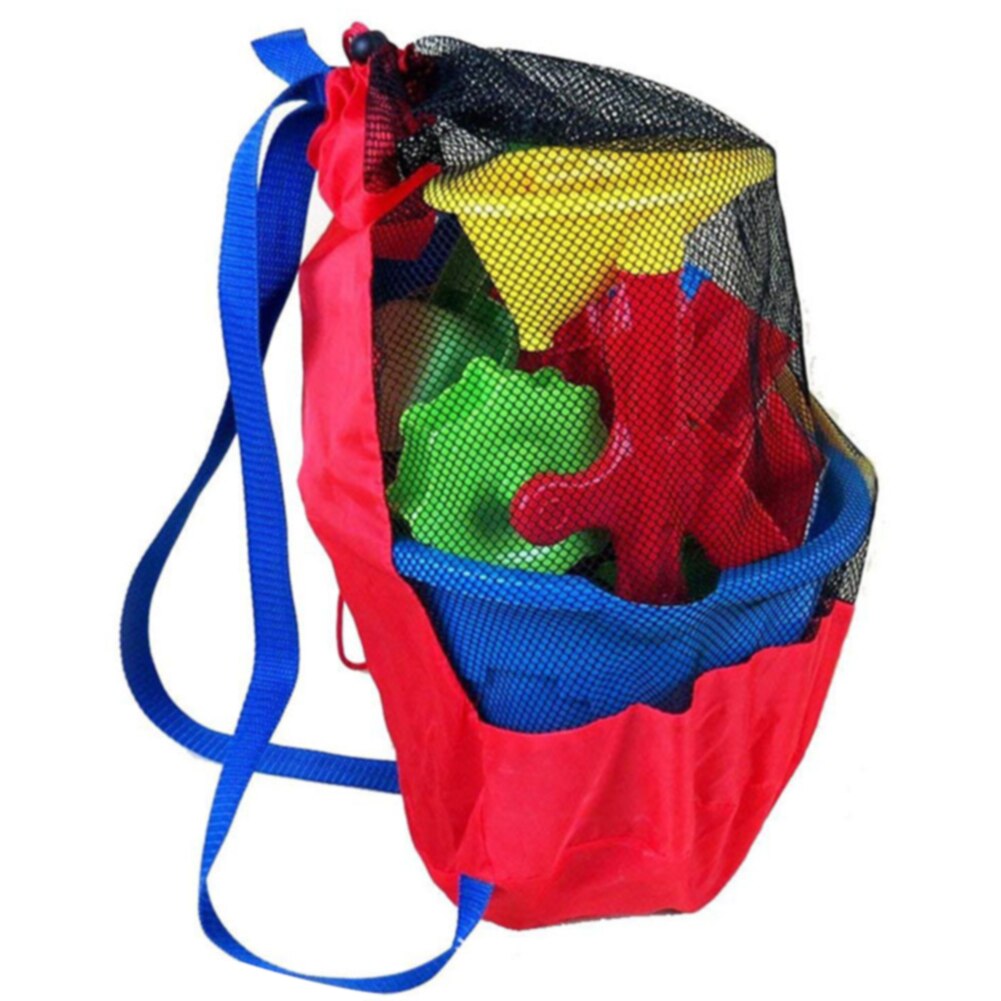 Net mochila ao ar livre crianças saco de malha crianças brinquedo areia armazenamento organizador água diversão cordão roupas toalhas grande capacidade esportes