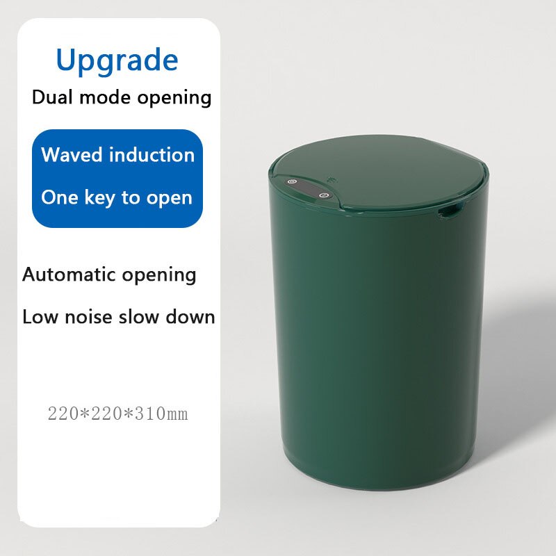 Automatische Non-Contact Smart Prullenbak Huishoudelijke Elektrische Prullenbak Keuken Badkamer Woonkamer Prullenbak Inductie: green