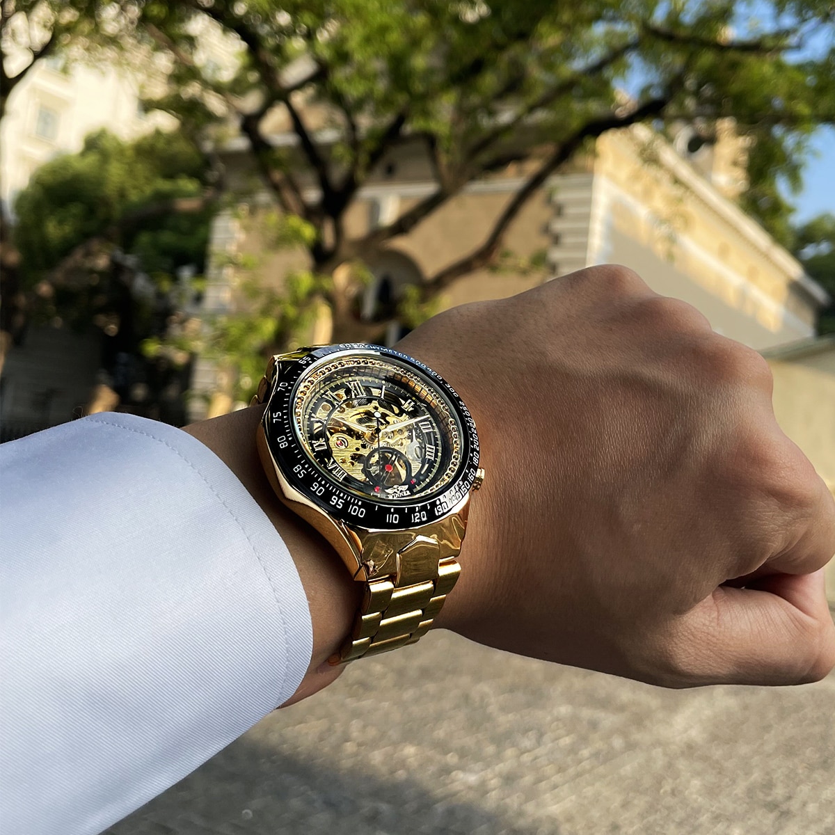 Winner mekanisk sportsur med bezel herreure topmærke luksusur herreur automatisk skeletur