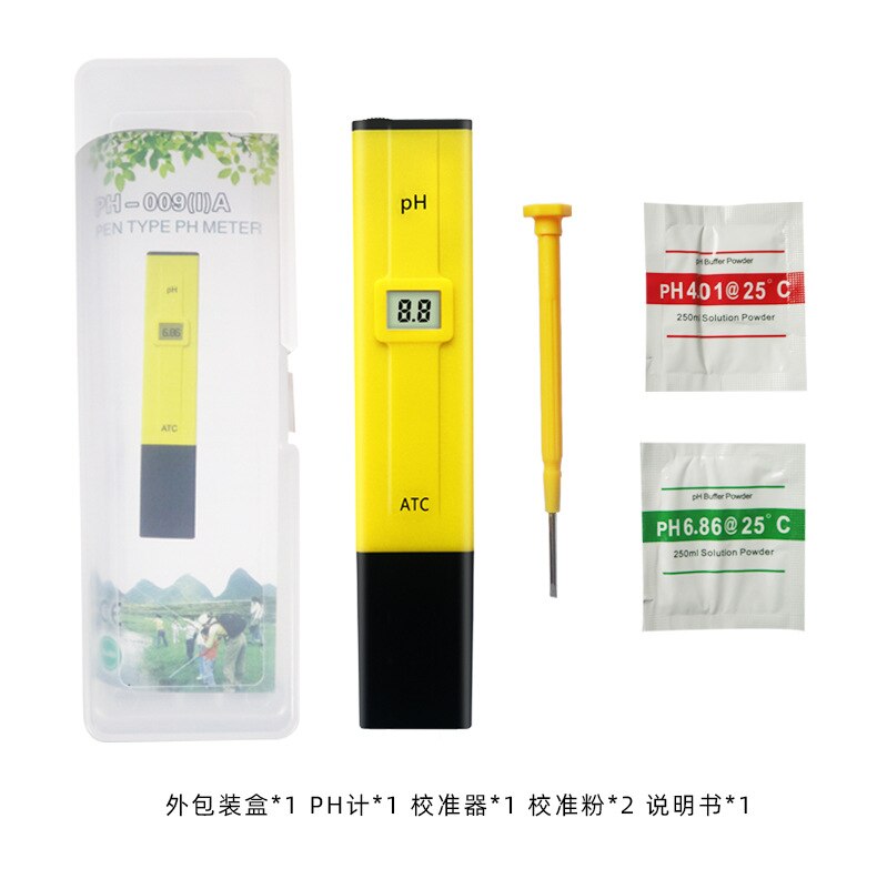PH Meter Digital PH Tester Pen 0-14 PH PH Cheker 0.01 High Accuracy for Household Drinking Pool and Aquarium: Yellow