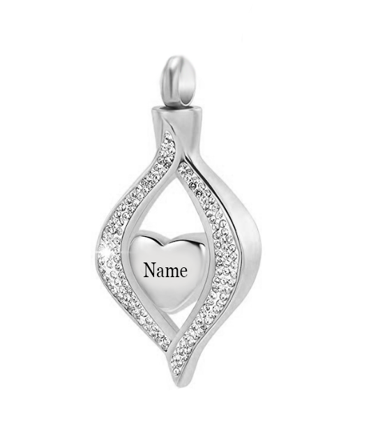 Gioielli in cremazione in acciaio inossidabile per ceneri The Eye of My Heart gioielli commemorativi per ricordo incisi per ciondolo collana in urna: Silver  Engrave