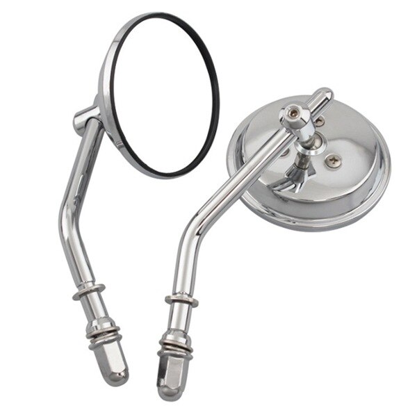 8mm Chrome Motorcycle Mirror Short Stem 3Inch Round Rearview Mirror for Dyna Bobber Chopper Old School 1982