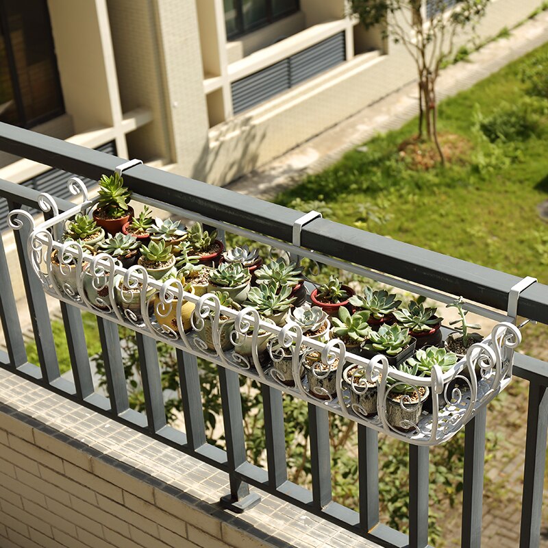 European style iron railing flower stand balcony guardrail hanging succulent wall pot rack anti-thef
