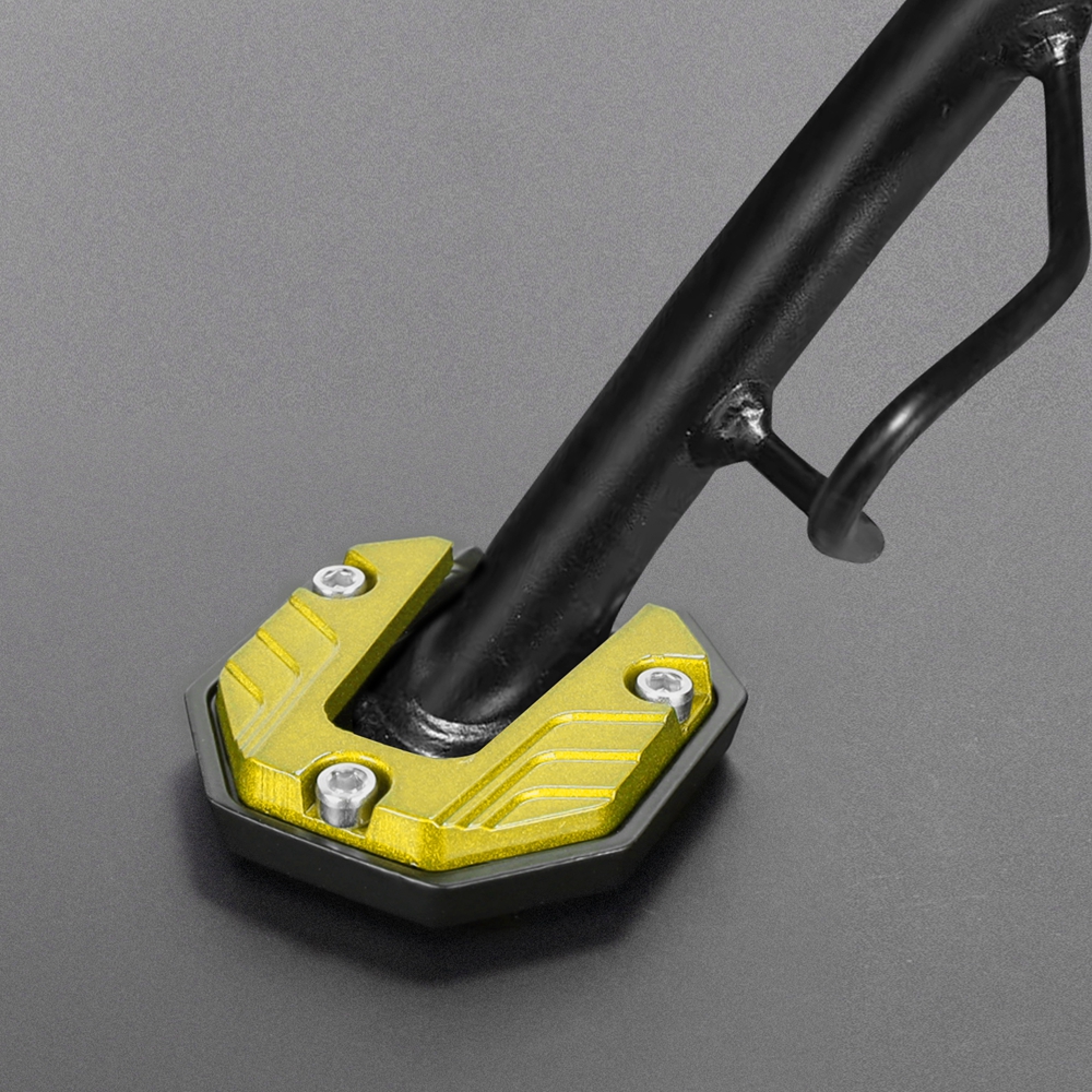 Universele Scooter Motorcycle Bike Kickstand Extender Voet Zijstandaard Extension Pad Ondersteuning Plaat Antislip Vergrote Basis: YELLOW