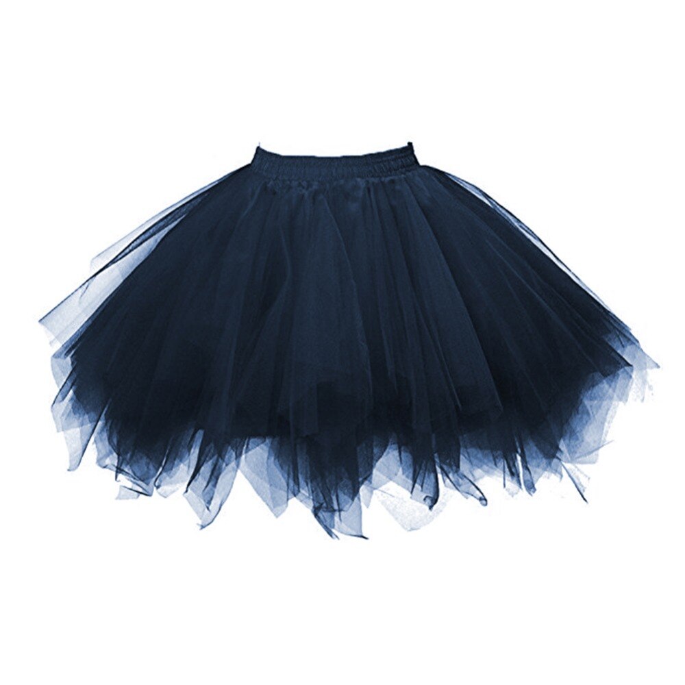 Short Petticoat Tulle Skirts Womens Elastic Stretchy Layers Summer Adult Tutu Skirt Swing Rockabilly Underskirt: Navy Blue