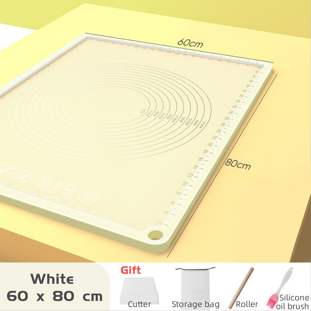 Silikon Backen matt Bäckerei Teig Kneten Pad 70*50 Große Übergröße Dicken Lebensmittel-Klasse Silizium Gebäck Nonstick rollen gebäck Bord: 60x80 transparent
