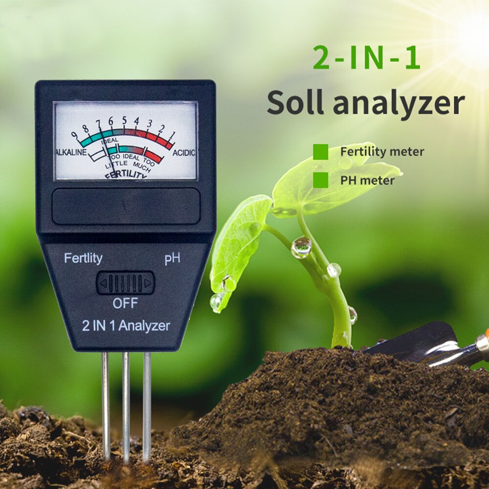 Soil PH Meter 2 in 1 Fertility Meter With 3 Probes Soil PH Tester Plant Fertile Measure Device Acidity Meter For Garden