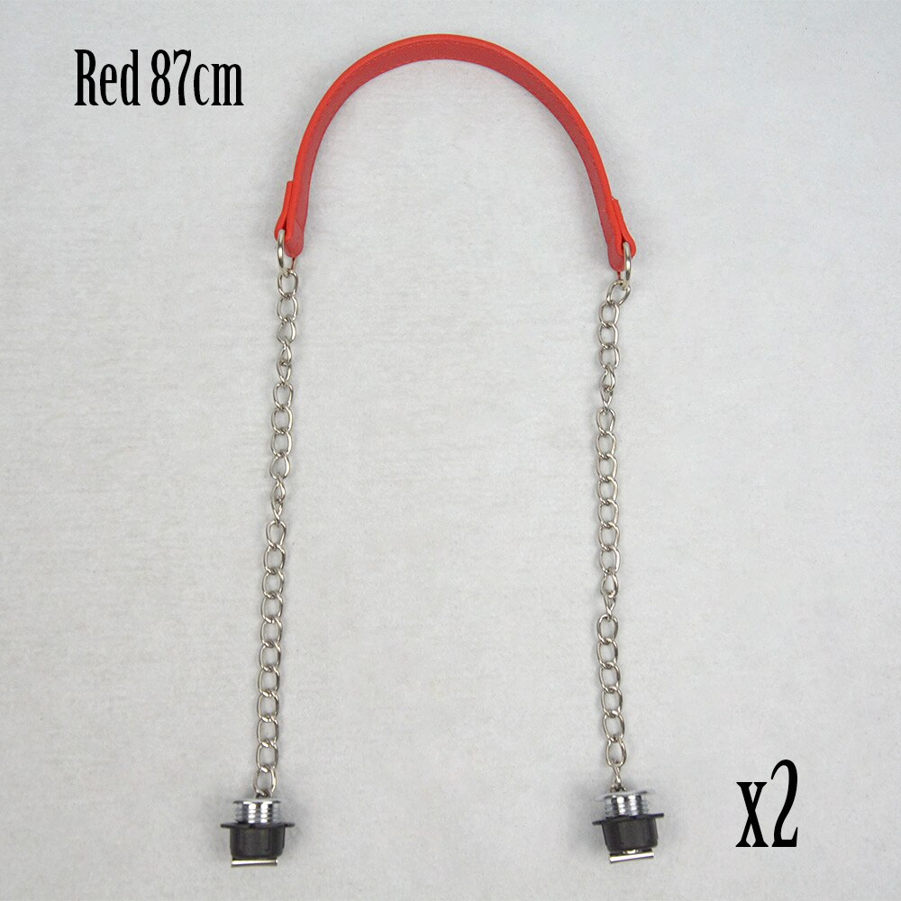 1 Pair long Silver screw single Chain Obag OT metal buckle colorful handles for Obag O Bag women shoulder Handbags: red