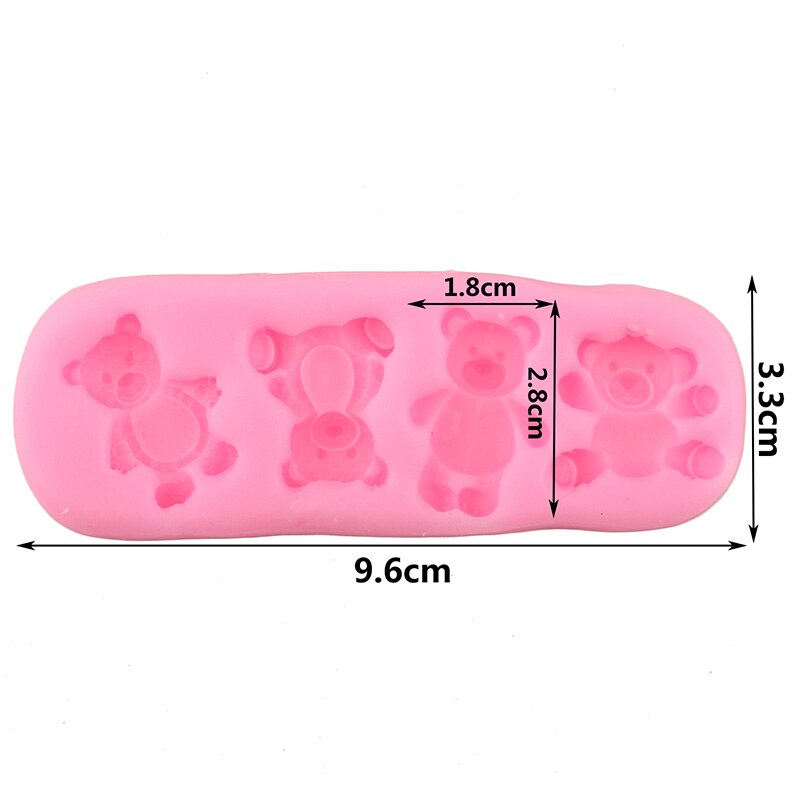 3D Cute Bear Silicone Mold Chocolate Candy Polymer Clay Molds DIY Baby Birthday Cupcake Topper Fondant Cake Decorating Tools