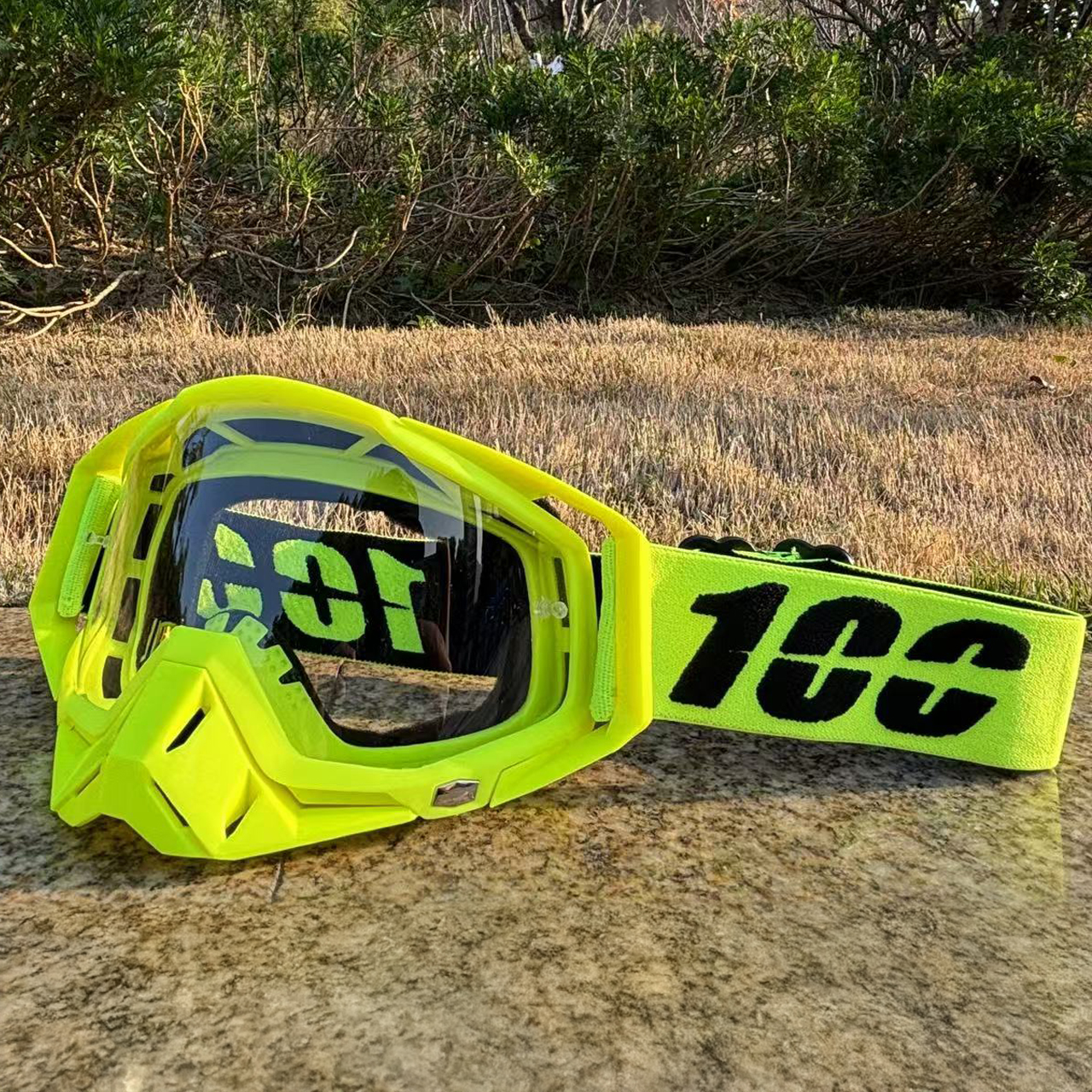 100 motorcykelglasögon skyddsglasögon motocrossglasögon hjälm mx moto dirt bike atv skidåkning utomhussporter glasögon skoter mask: Champagne