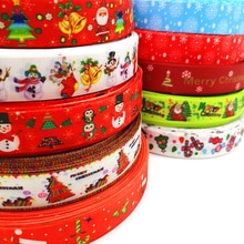 5 yards 25mm julebånd termisk overføring trykt grosgrain bånd for innpakning bryllup dekorasjon hårsløyfer gjør det selv