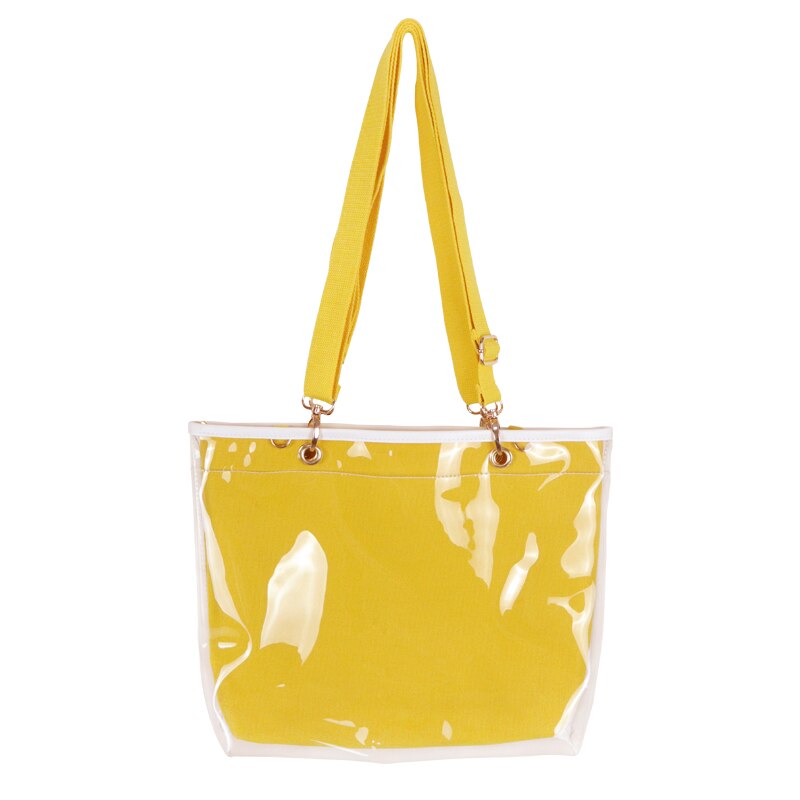 Double Sided Itabag Transparent Jelly Bags For Women Girls Clear PVC ita bag shoulder Itabag handbag Large capacity H211: yellow