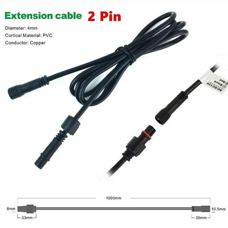 Waterproof Connector Adapter Screw locking Electrical Wire Connector Plug Waterproof lighting Extension Cable+Dimmer 2 Pin Wire: changeable