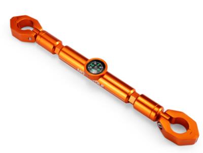 Multi-function motorcycle handlebar crossbar with clock/compass General motocross Aluminum alloy CNC balance handlebar crossbar: orange with compass
