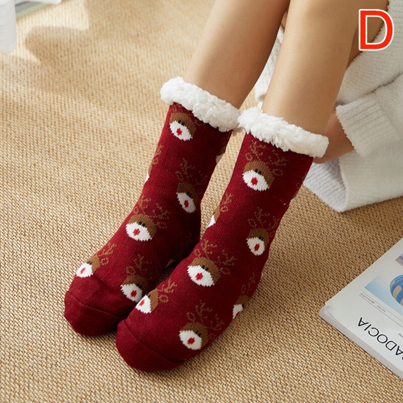 Newly Women Extra-warm Fleece Indoor Socks Warm Feet Stretchy for Winter Home Christmas FIF66