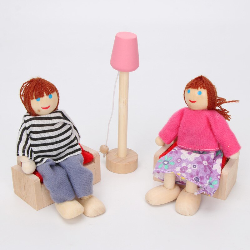 Wooden Delicate Dollhouse Furniture Toys Set Pretend Play Simulation Furniture Toy Dressed Pretend Dolls