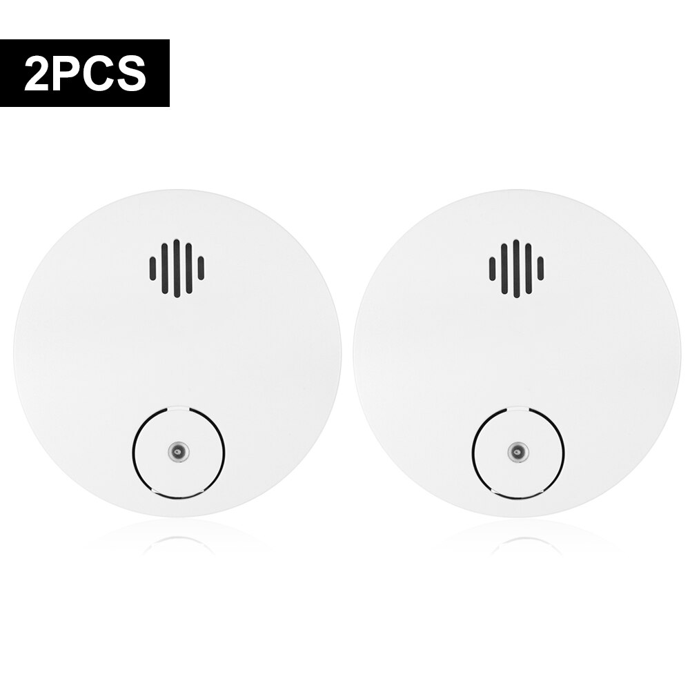 Battery-Powered Wireless Smoke Detector Photoelectric Fire Alarm Light Sound Warning Fire Safety For Home Security Alarm System: 2pcs