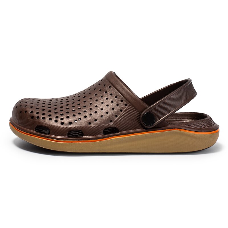 Mannen Sandalen Crocks Literide Gat Schoenen Crok Rubber Klompen Voor Mannen Unisex Tuin Schoenen Crocse Adulto Cholas Hombre Mannen Sandalen: brown / 45