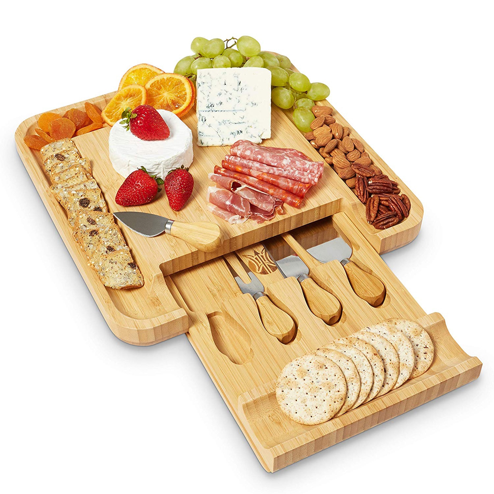 Hout Bamboe Kaas Cutter Knife Slicer Sets Kit Keuken Board Charcuterie Platter & Dienblad Voor Wijn Crackers Handige Tools
