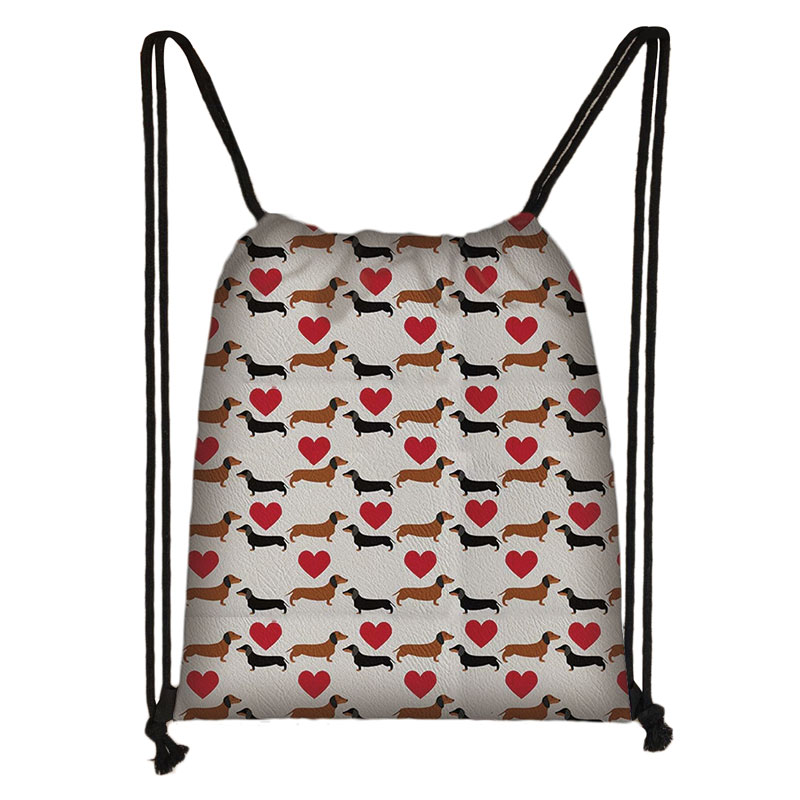 Schattige Teckel Hond Tasje Vrouwen Mannen Opbergtas Voor Reizen Tiener Jongens Meisjes Rugzak Partij Boodschappentassen