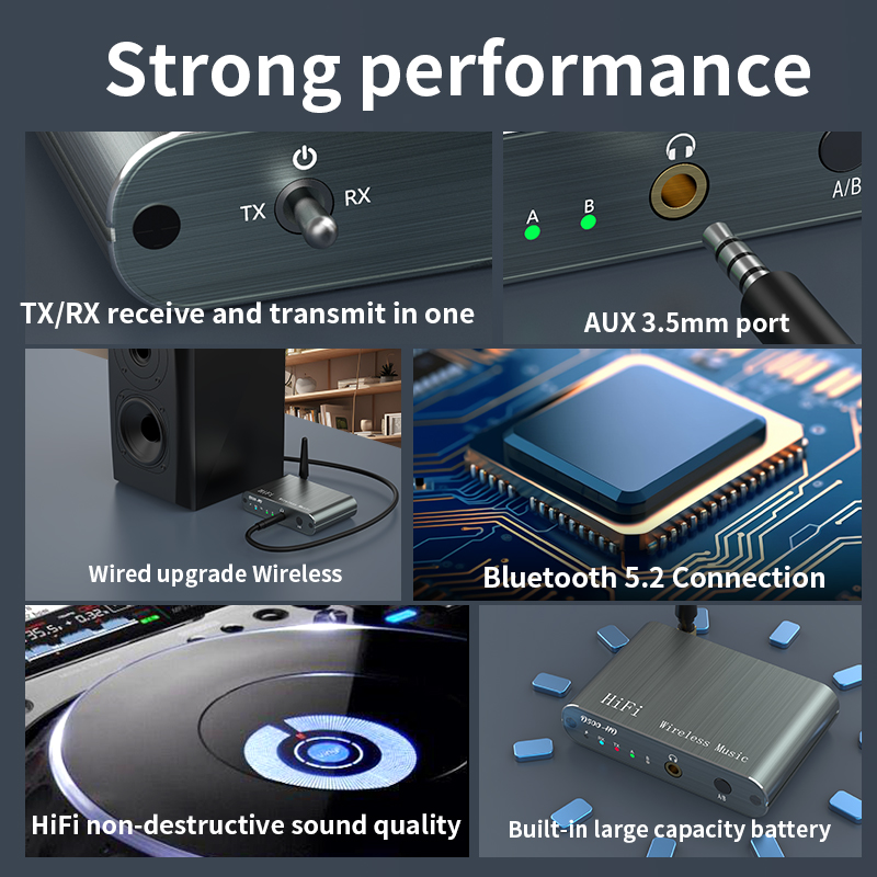 Tebe aptX-HD/LL Bluetooth 5.2 Audio-ontvanger Zender 3,5 mm Aux Draadloze HIFI Muziekadapter Ondersteuning Sluit 2-ontvangst