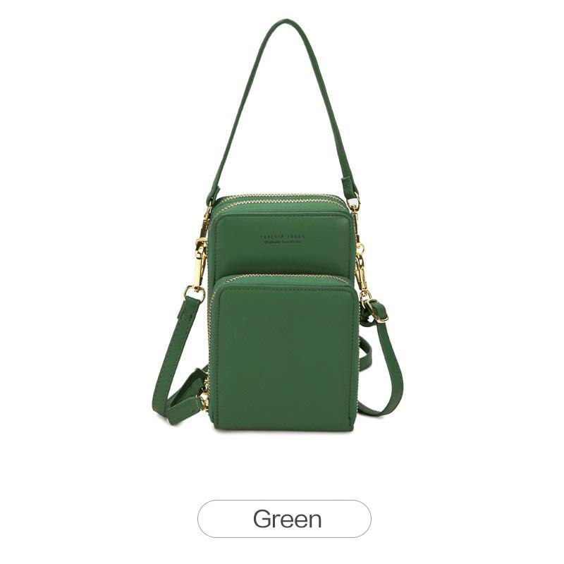 Kvinder afslappet stilfuld stor kapacitet diagonal pakke mobiltelefon tegnebog store kortholder tegnebog kobling skulderstropper taske: Grøn