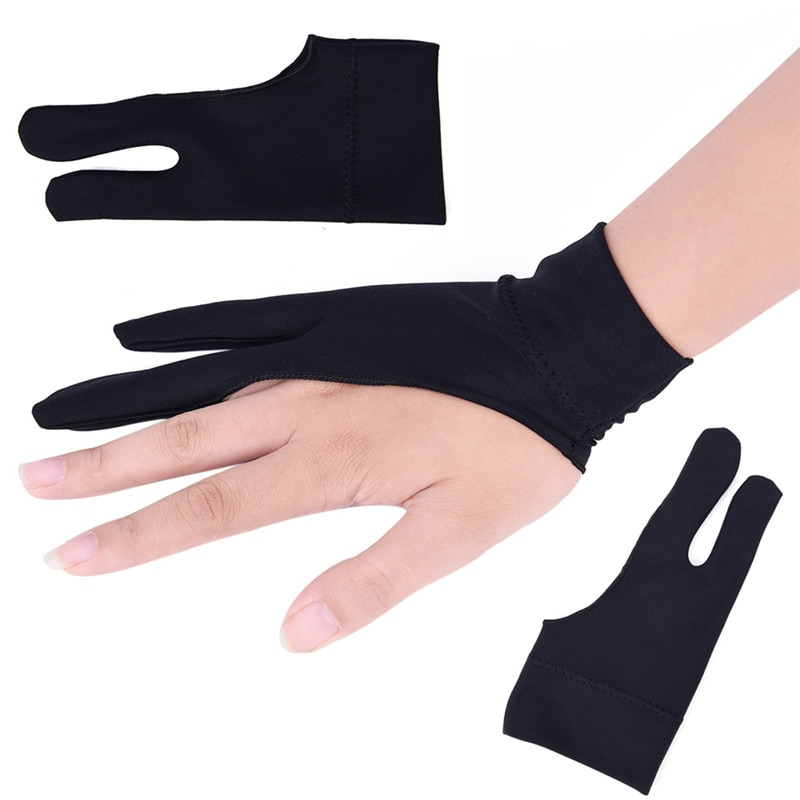 Schwarz Zeichnung Handschuh Für Künstler Alle Grafiken Zeichnung Tablet 2 Finger Anti-fouling Sowohl Für Rechts Und Links Hand